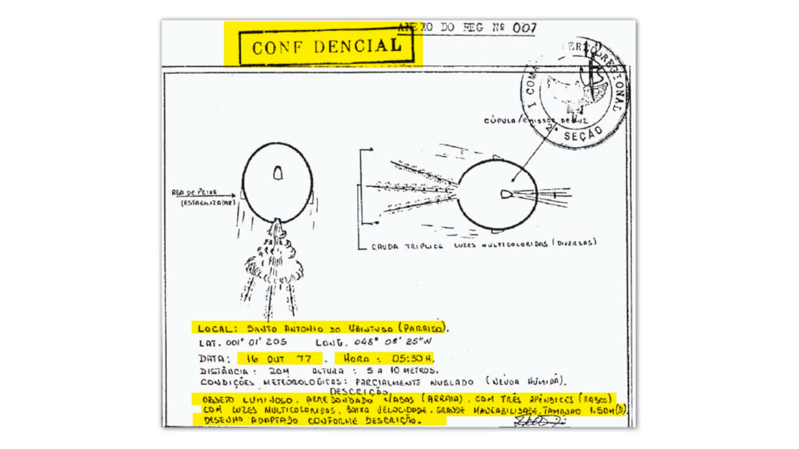 Documento confidencial com croquis e observações técnicas ligados ao imaginário documental da Operação Prato.